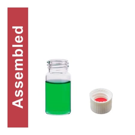 Cp Lab Safety. Wheaton MicroLiter 20ML Clear Vial Kit, White PP Open Top Cap, Bonded 100 pk 24-10101W-20A